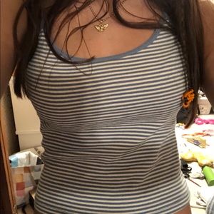 White and blue striped brandy tank